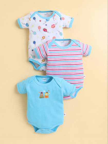 BUMZEE Pack of 3 Printed
                    Cotton Round Neck Bodysuit