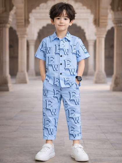 ANJALI IMPEX Unisex
                        Kids Printed Shirt with Trousers
