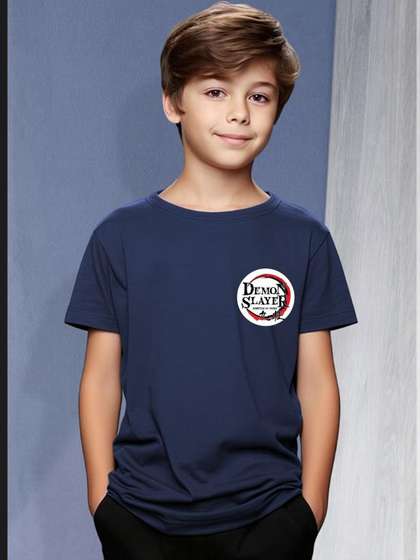 Navy Demon Slayer
                    Graphic Print T-Shirt