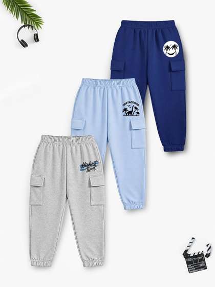 YK X Trampoline Pack of
                    3 Regular Fit Graphic Print Joggers