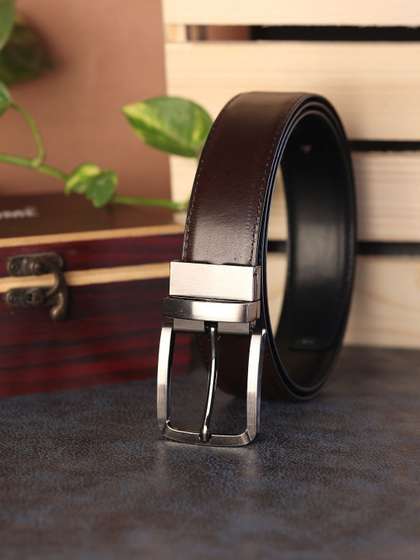 ZEVORA Men Brown &
                    Black Reversible Solid Belt