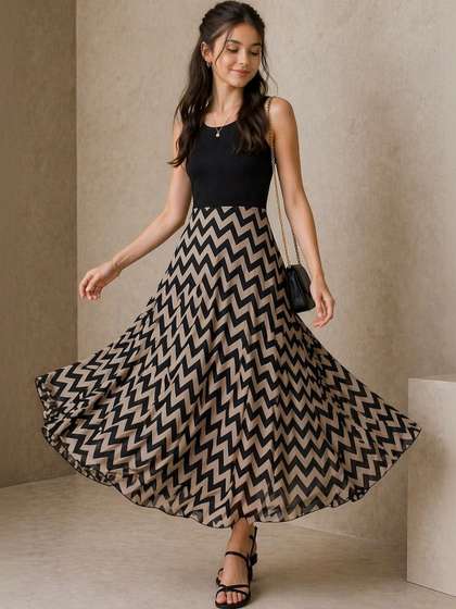 BAESD Print Chiffon Fit & Flare Maxi Dress