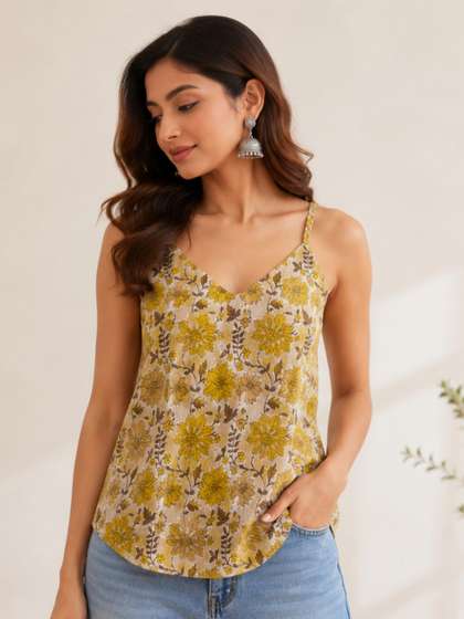 ANNA MONNA Floral
                        Print Cotton Top