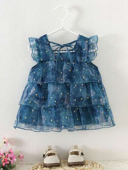 INCLUD Print Flutter
                    Sleeve Ruffled Chiffon Sleeveless Dress