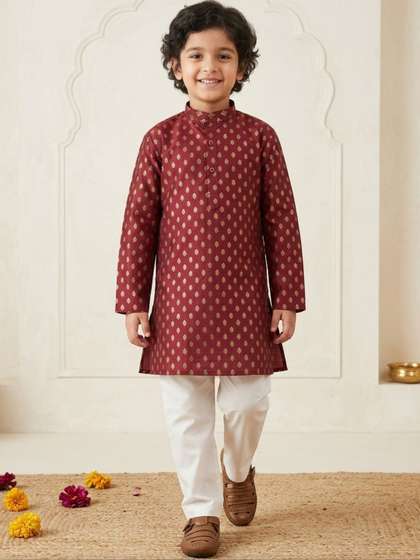 Aj DEZInES Boys Ethnic
                    Motifs Printed Regular Pure Cotton Kurta with
                    Pyjamas