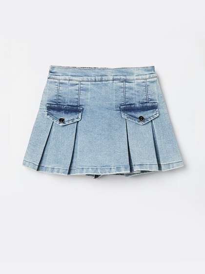 Fame Forever by
                    Lifestyle Girls Cotton Blend Sleek Utility Mini
                    A-Line Skirt