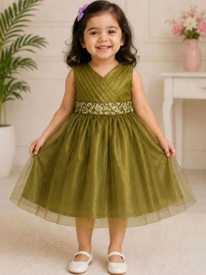 TotzTouch Girls
                    Embroidered V-Neck Fit and Flare Dress
