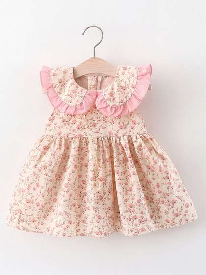 INCLUD Floral Print
                    Peter Pan Collar Ruffled Sleeveless Dress