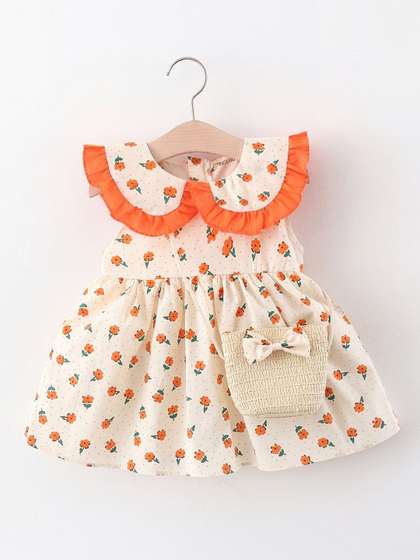 INCLUD Floral Print
                    Peter Pan Collar Ruffled Sleeveless Dress
