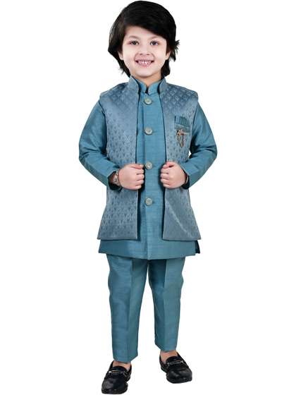 BAESD Boys Self Design
                      Band Collar Sherwani