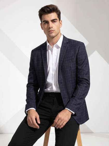 INVICTUS Checked
                          Single-Breasted Notched Lapel Formal Blazer