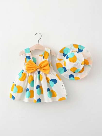 INCLUD Girls Polka Dot
                    Print Fit & Flare Cotton Dress