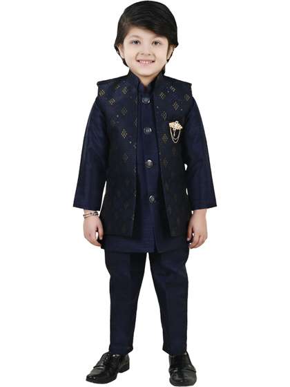 BAESD Boys Self Design
                      Band Collar Sherwani