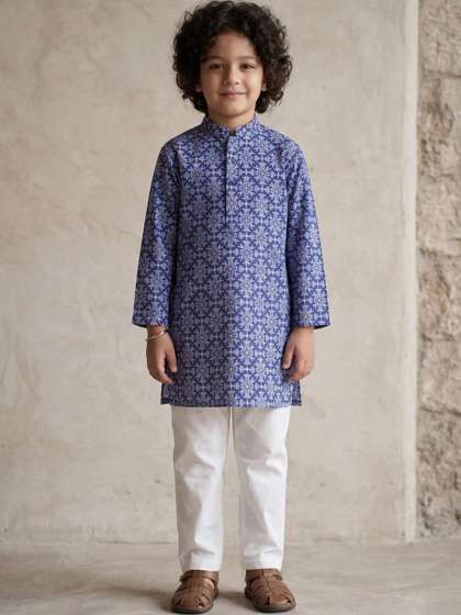 Aj DEZInES Boys Ethnic
                    Motifs Printed Regular Pure Cotton Kurta with
                    Pyjamas