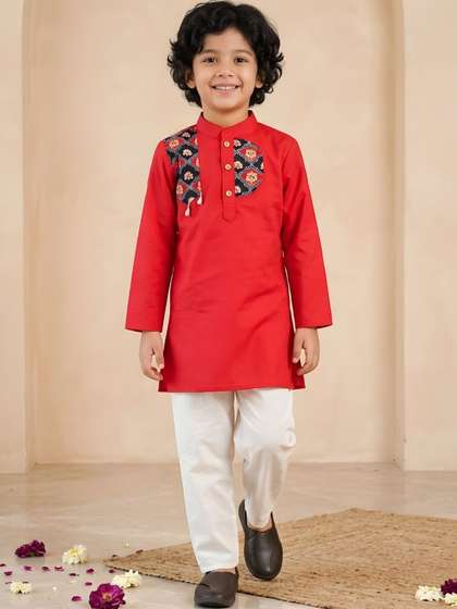 Aj DEZInES Boys Ethnic
                    Motifs Printed Pure Cotton Kurta with Pyjama