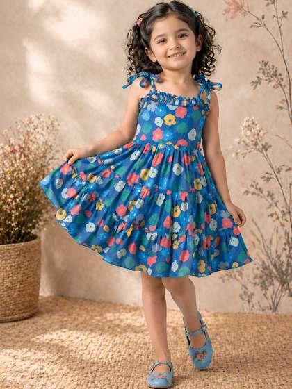KAARIGARI Floral
                    Georgette Fit & Flare Dress