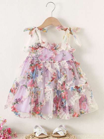 INCLUD Floral Print
                    Ruffled Sleeveless Dress