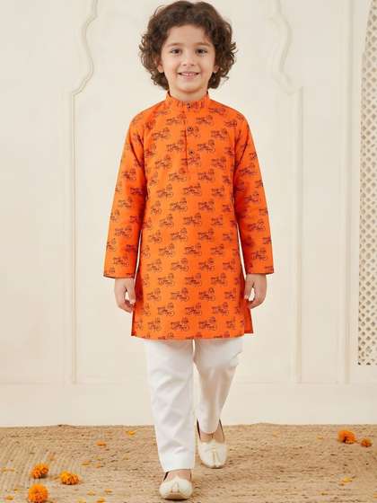 Aj DEZInES Boys Ethnic
                    Motifs Printed Cotton Kurta with Pyjama