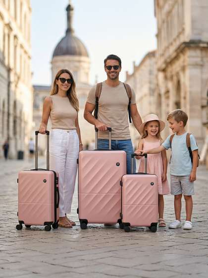 LOUIS POLO Unisex
                        Set Of 3 Textured Hard-Sided Cabin, Medium &
                        Large Trolley Bag