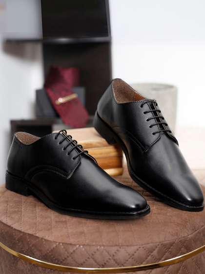 Louis Stitch Men Jet
                        Black Premium Italian Leather Formal Derby
                        Shoes
