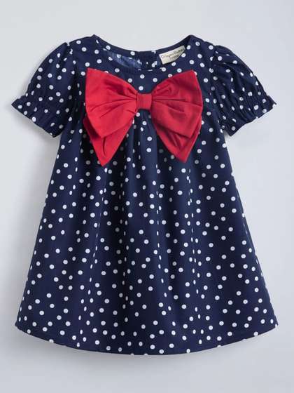 Hopscotch Girls Print
                    Puff Sleeve Cotton Dress