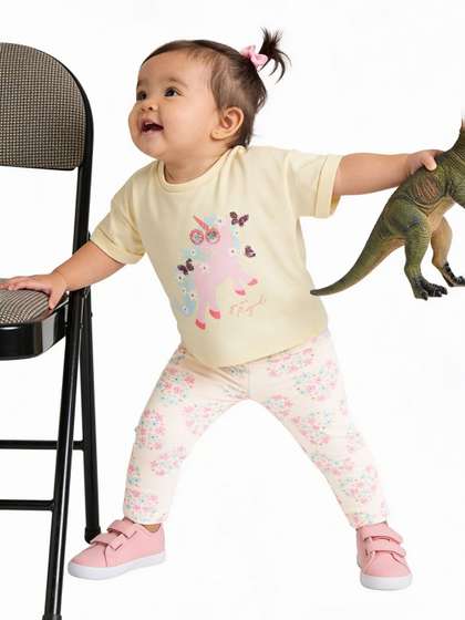 Juniors by Babyshop
                    Girls Cotton Blend Printed Ankle Length Leggings