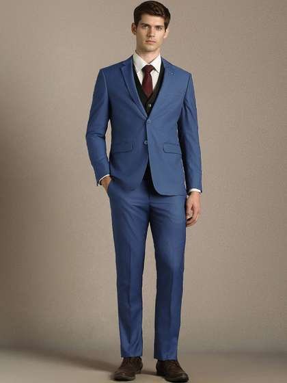 Louis Philippe
                        Notched Lapel Slim Fit 2 Piece Blazer and
                        Waistcoat with Trousers Suits