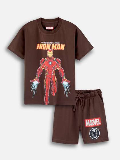Nap Chief Kids Unisex
                    Marvel Iron Man Stark Printed T-shirt with Shorts