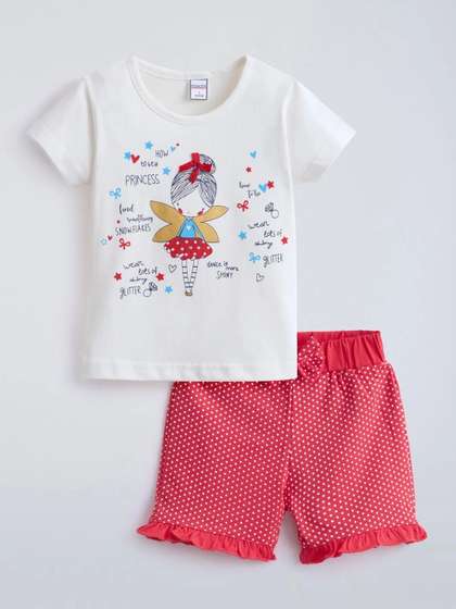 Hopscotch Girls Printed
                    T-shirt with Shorts