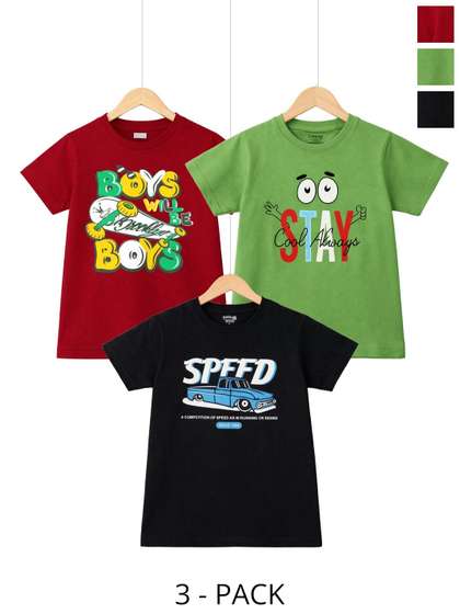 Dollar Kids Pack Of 3
                    Graphic Printed Pure Cotton T-shirts
