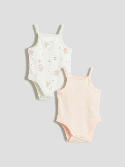 Juniors by Babyshop Pack
                    Of 2 Printed Cotton Square Neck Bodysuit