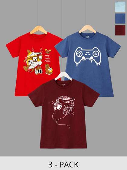 Dollar Kids Pack Of 3
                    Graphic Printed Pure Cotton T-shirts