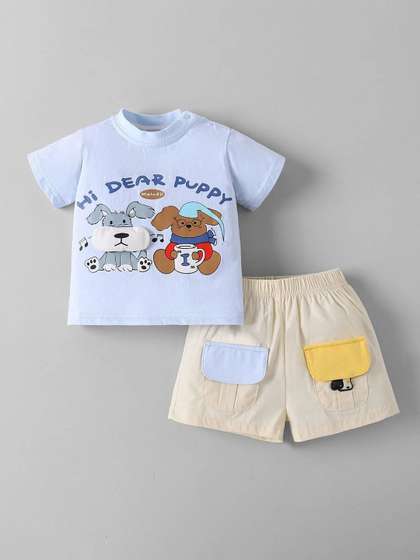 Hopscotch Boys Printed
                    T-shirt with Shorts