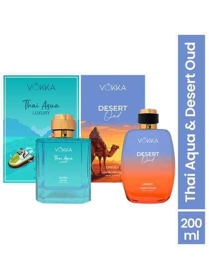 VOKKA Set Of 2 Thai
                        Aqua & Desert Oud Long-Lasting Perfumes -
                        100 ml Each