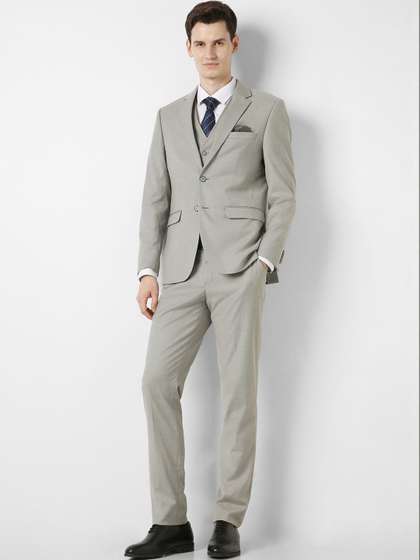 Peter England
                          Elite Notched Lapel Slim Fit 3 Piece Suits