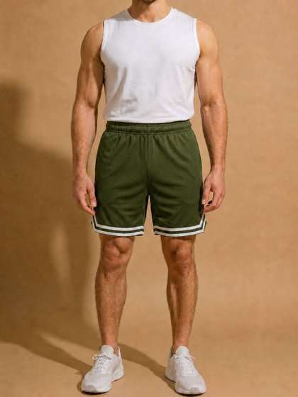Blissence Men
                          Striped Outdoor Sports Shorts with Technology