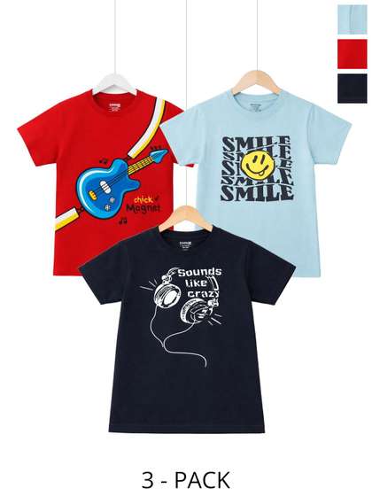 Dollar Kids Pack Of 3
                    Graphic Printed Pure Cotton T-shirts