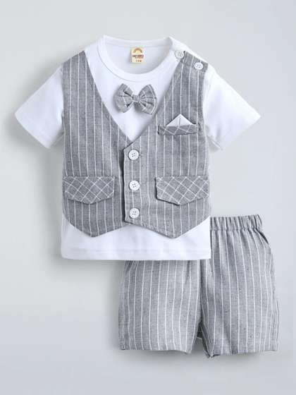 Hopscotch Boys Striped
                    T-shirt with Shorts