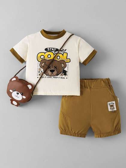 Hopscotch Boys Printed
                    T-shirt with Shorts