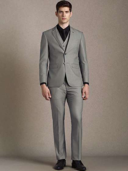 Louis Philippe Self
                        Design Notched Lapel Slim Fit 3 Piece Suits