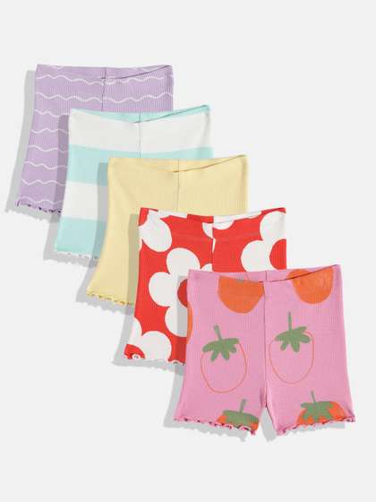 NEXT Girls Pack of 5
                    Floral Printed Regular Shorts