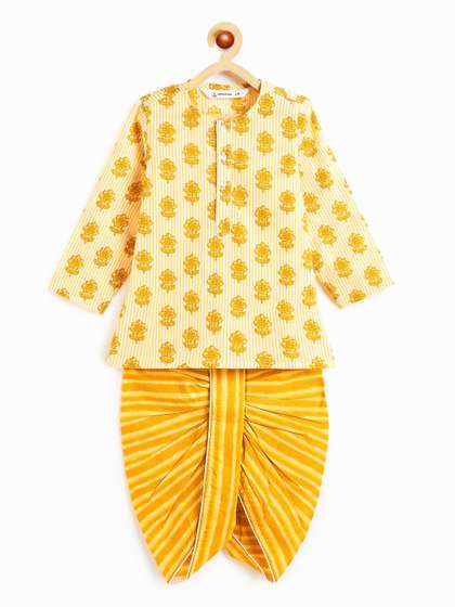 Campana Boys Ethnic
                    Motifs Printed Regular Pure Cotton Kurta with Dhoti
                    Pants