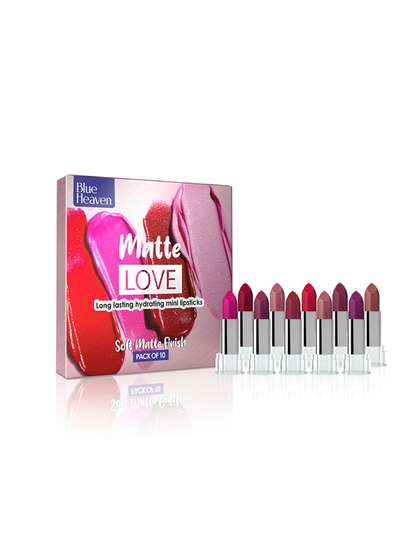 Blue Heaven Set Of
                        10 Matte Love Long Lasting Hydrating Mini
                        Lipsticks - 1.3g Each