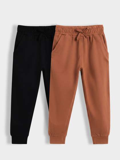 Orange Sugar Kids Pack
                    Of 2 Mid-Rise Pure Cotton Joggers