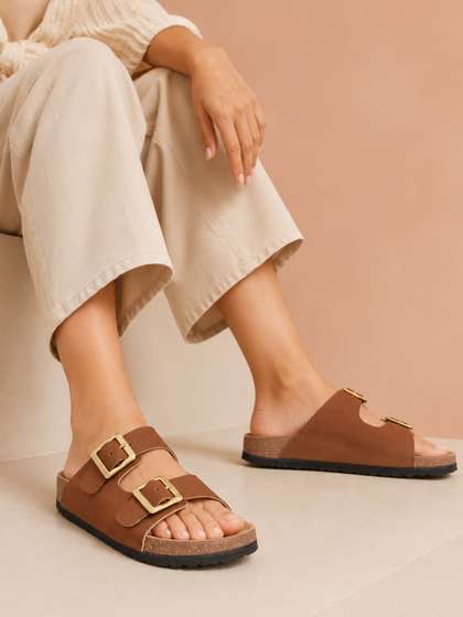 The Roadster
                        Lifestyle Co Women Slip-On Casual Buckle Strap
                        Comfort Sandals
