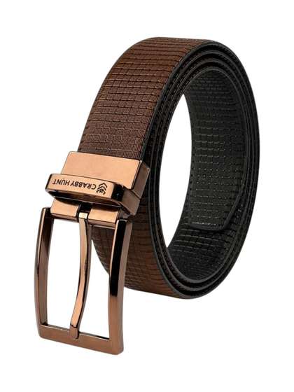 Crabby Hunt Men Textured
                    Leather Reversible Belt