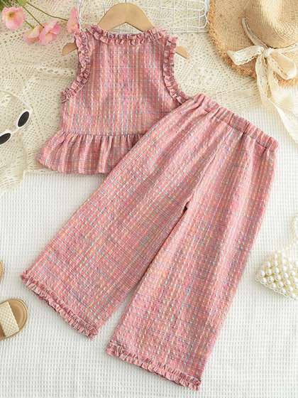 INCLUD Girls Checked Top
                    with Trousers