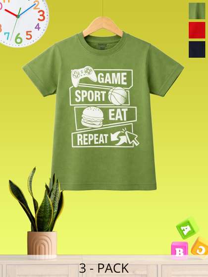 Dollar Kids Pack Of 3
                    Graphic Printed Pure Cotton T-shirts