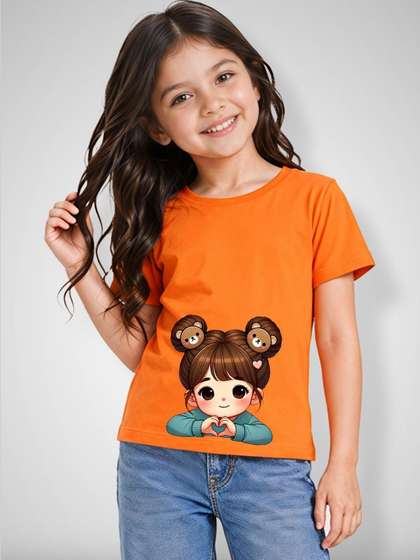 DOODLEBERRY Girls
                    Graphic Printed Cotton T-shirt
