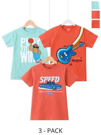 Dollar Kids Pack Of 3
                    Graphic Printed Pure Cotton T-shirts
